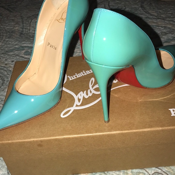 turquoise christian louboutin heels